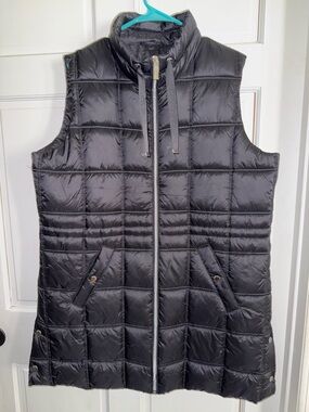 Weatherproof Black Long  Quilted Puffer Vest
